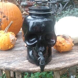 Black Glass Skull Drink Dispenser